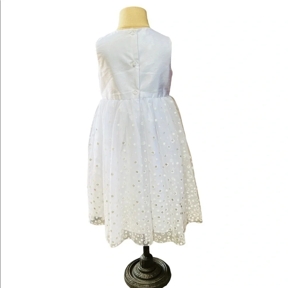 MARMELLATA GIRLS WHITE & SILVER SLEEVELESS FORMAL TULLE DRESS SIZE 3T